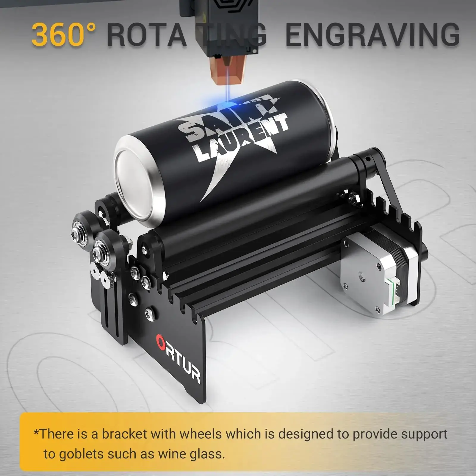 Rotary Axis Laser Engraver - ORTUR Laser-Rotationswalzen-Werkzeugteile für 360-Grad-Lasergravierer, Y-Achsen-Rotationsmodul zum