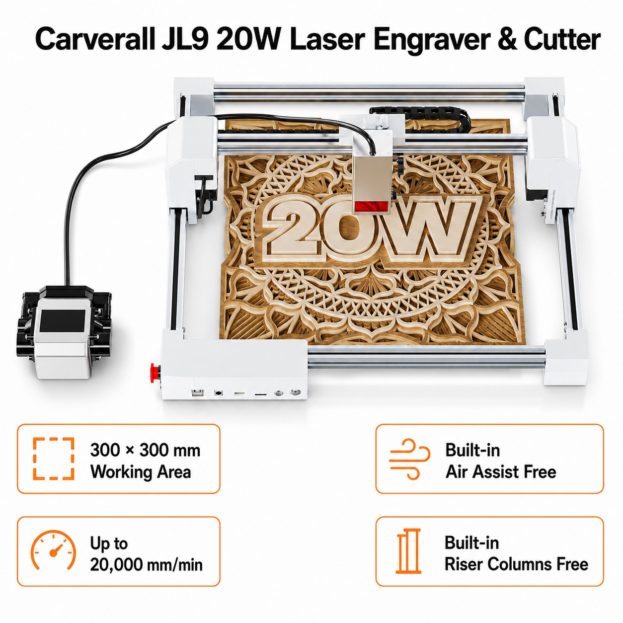 Industrial Handheld Laser Engraver - Carverall JL9 20W Laser-Gravier- und Schneidegerät,