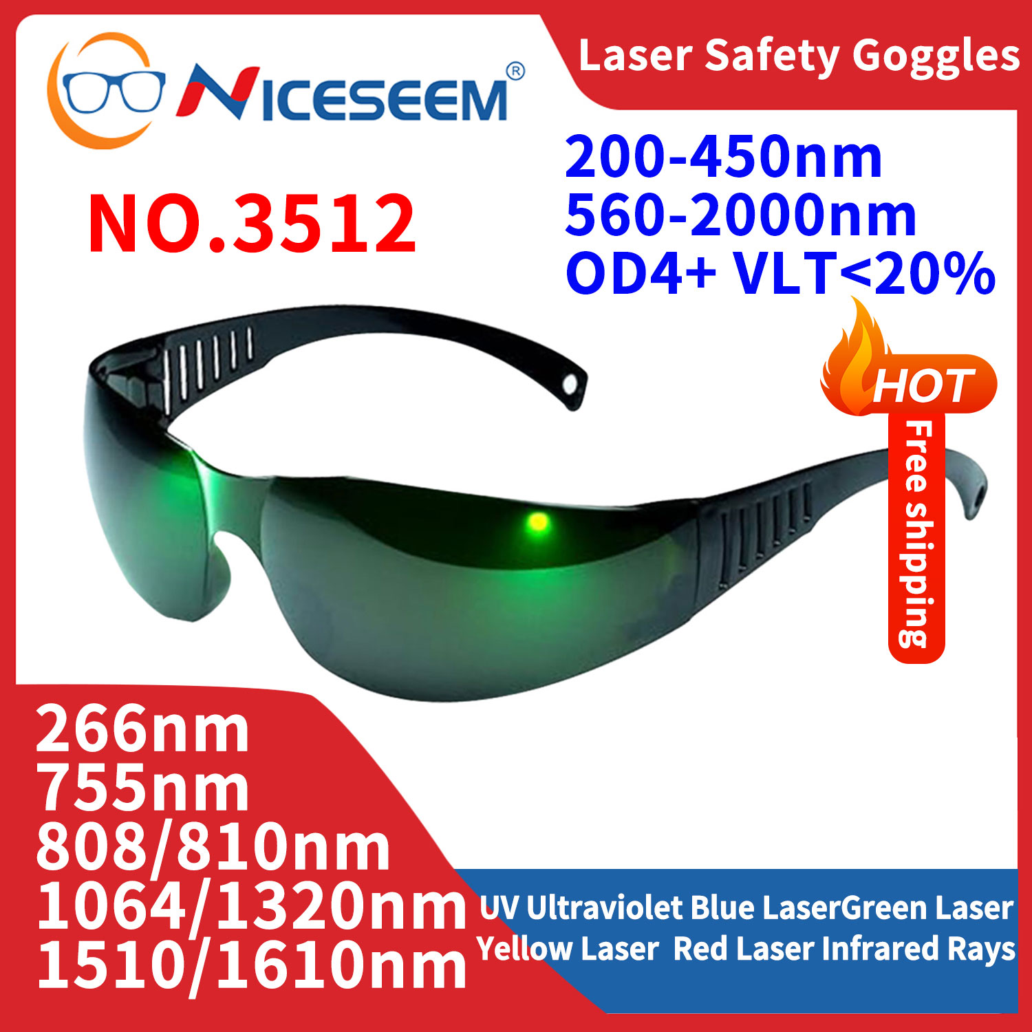 Industrial Laser Glasses - Bleibrille Strahlungsbrille Schutz Sicherheit Laser Infrarot
